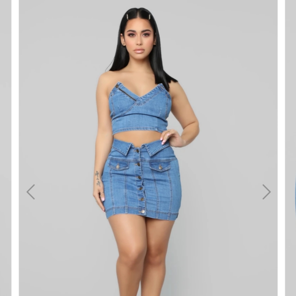 Fashion Nova denim skirt set